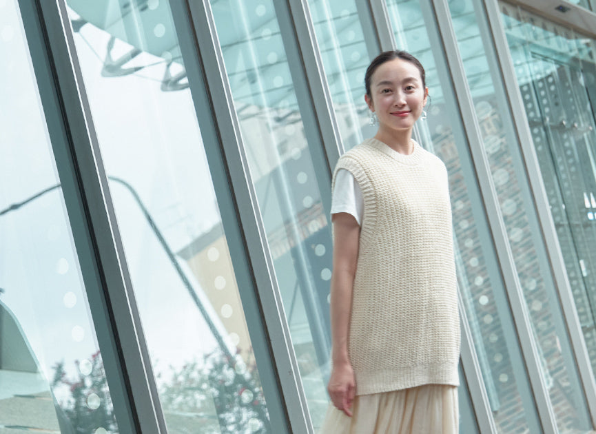 和紙×コットンのざっくりローゲージニット