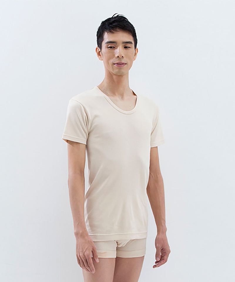 半袖UネックTシャツ（ナチュラル）