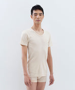 半袖UネックTシャツ（ナチュラル）