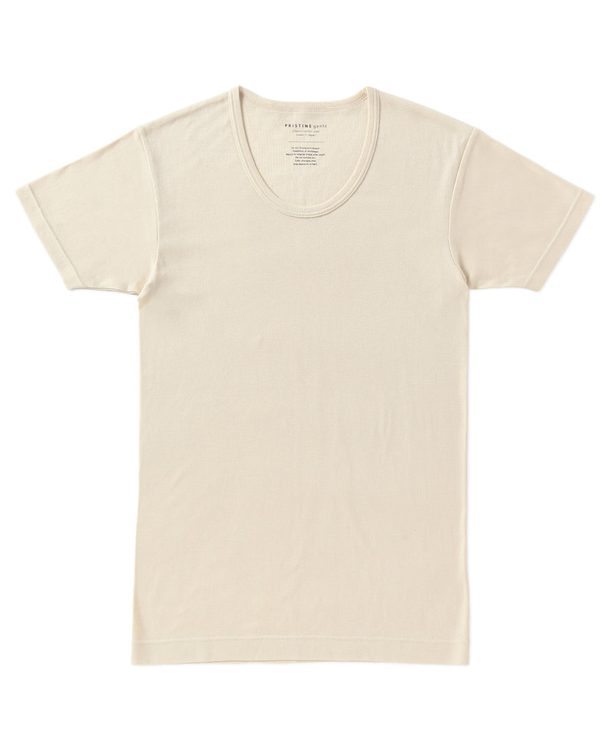 半袖UネックTシャツ（ナチュラル）