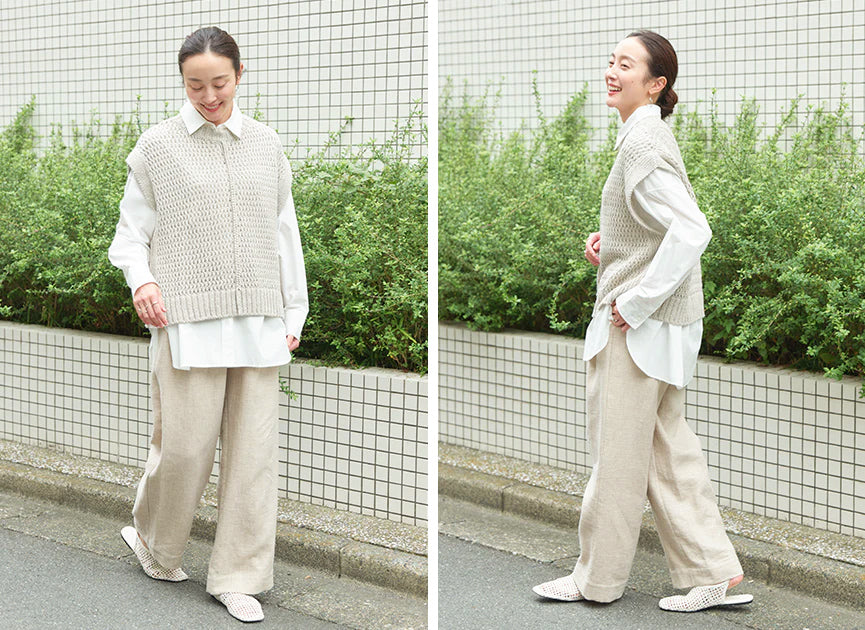 素材の風合いを楽しむコーデ
