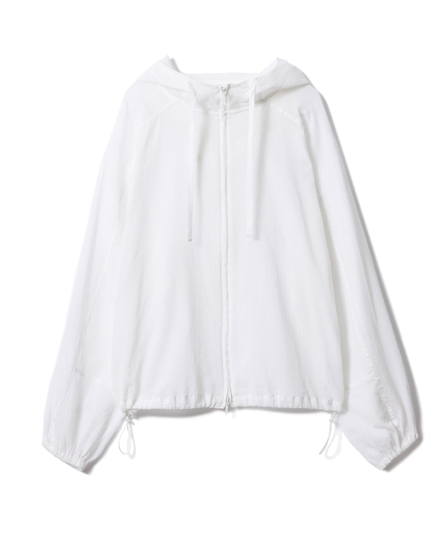 ちりめんジップアップパーカー（ホワイト）