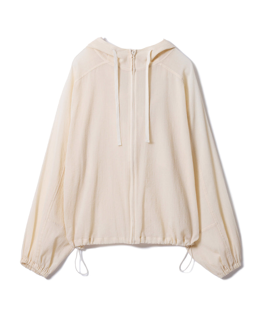 ちりめんジップアップパーカー（ナチュラル）